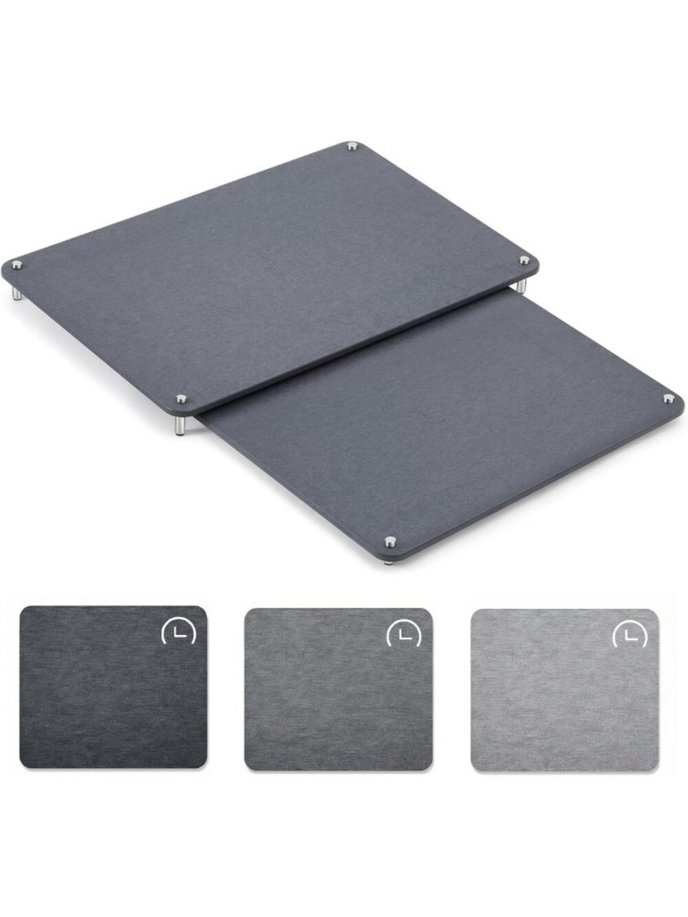 Large Stone Dish Drying Mat Set - 2 Tiers, 24"x16" & 20"x16", Dark Gray Kitchen